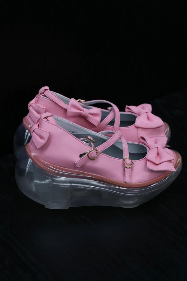 Jenny Fax Japan transparent air cushion original Mary Jane height increasing shoes series collection JF-JFAW23SHOES04-FHDJ pink bow PJF4